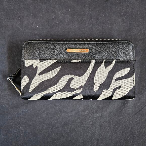 Dana Buchman Black and White Zipper Wallet Zebra Print Faux Leather - Picture 1 of 7